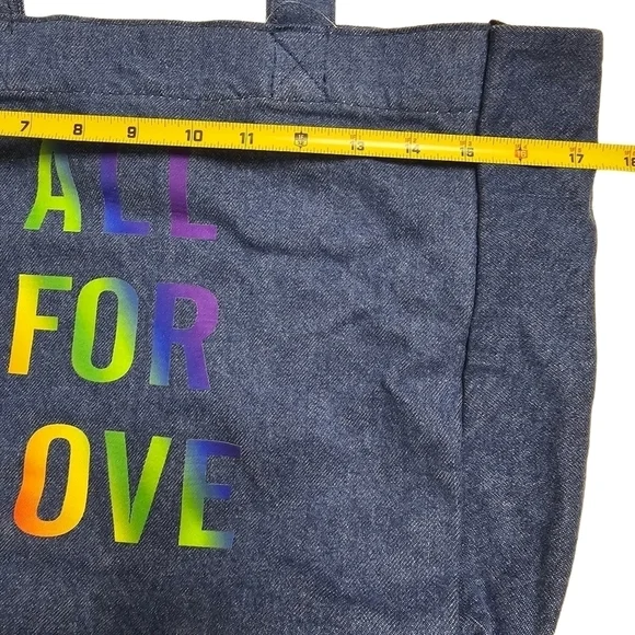 NWT Mavi Rainbow Denim Tote Dump Bag Carryall All For Love 100% Cotton - Picture 4 of 9